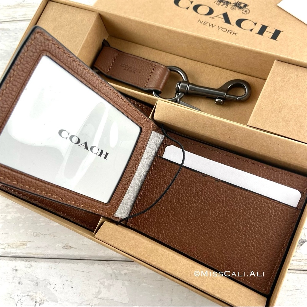 NWT COACH 3-in-1 Men’s Boxed Set Wallet Card Case Set - Picture 7 of 15